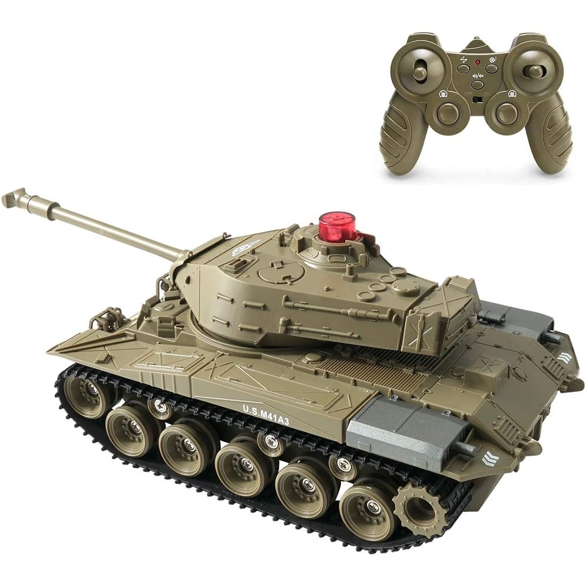 MAYMIKY RC Tank Remote Tank Toy Remote Control Mini RC Shooting with Light Realistic Sound RC Vehicle Full Function Stunt Car Military Toy Tank (Military Green)