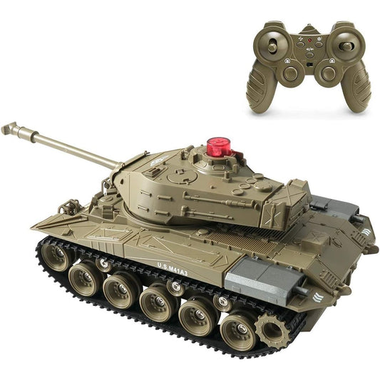 MAYMIKY RC Tank Remote Tank Toy Remote Control Mini RC Shooting with Light Realistic Sound RC Vehicle Full Function Stunt Car Military Toy Tank (Military Green)