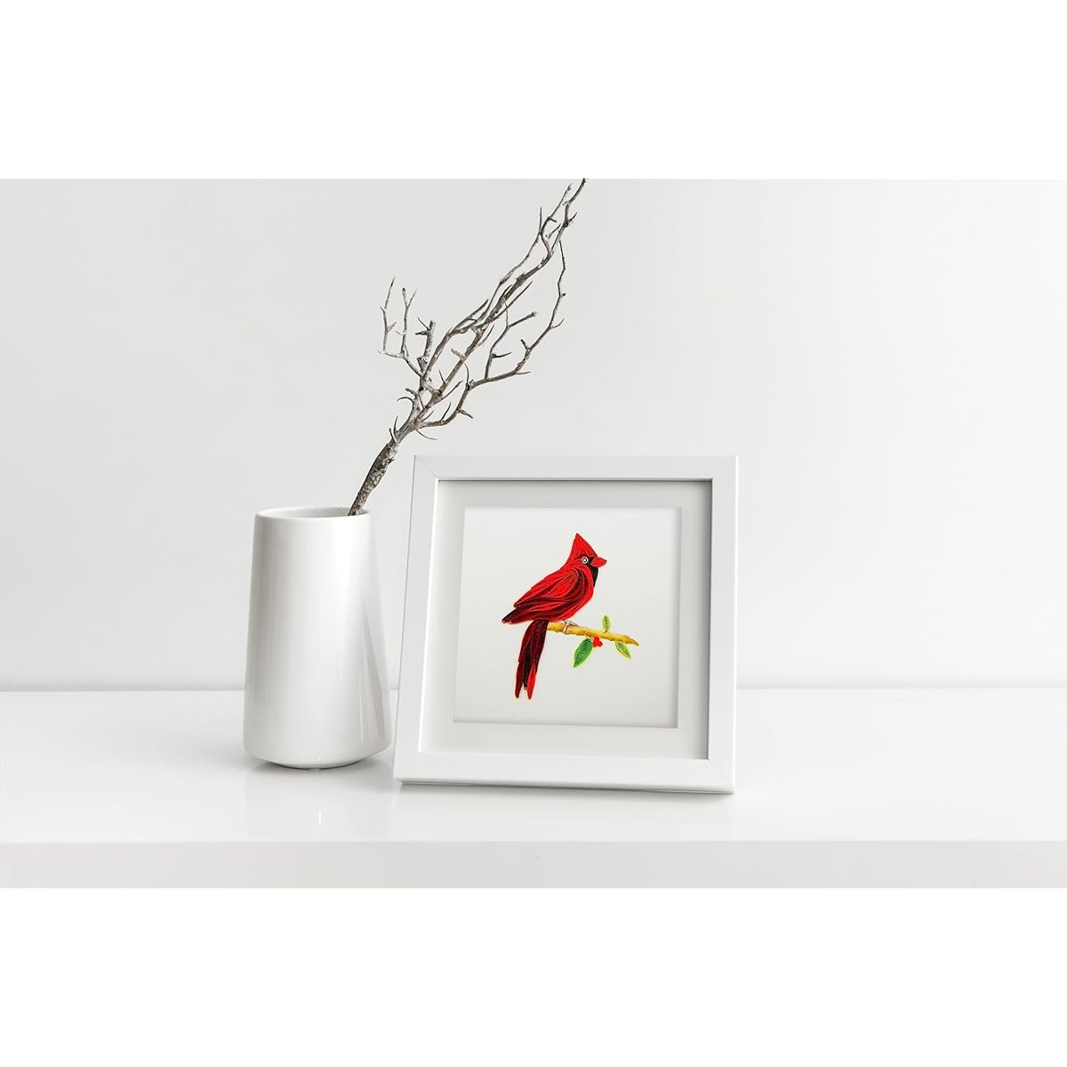Northern Cardinal Quilling Cards 3D - Unique Exclusive Handmade Design Greeting Cards for Birthday, Valentine's, Mother's Day, Spring, Father's Day, Graduation, Wedding, Anniversary, Thank You, Get Well, Any Occasion | 6" x 6"