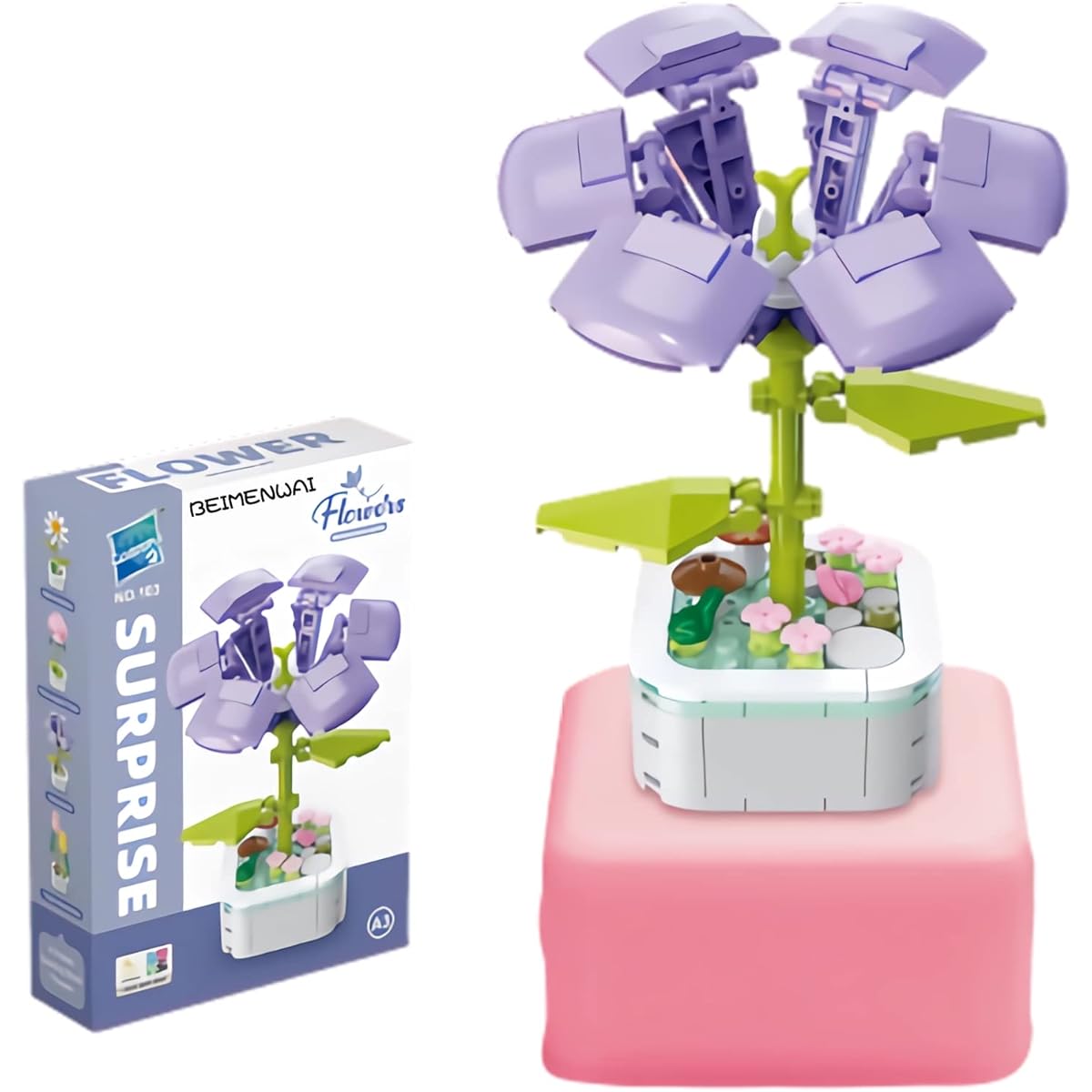 BEIMENWAI Building Block Flower Flower Bouquet Building Set Flower Building Set DIY Creative Pot Building Block Flower Artificial Flower Toy Gift for Adults and Girls (Morning Glory)