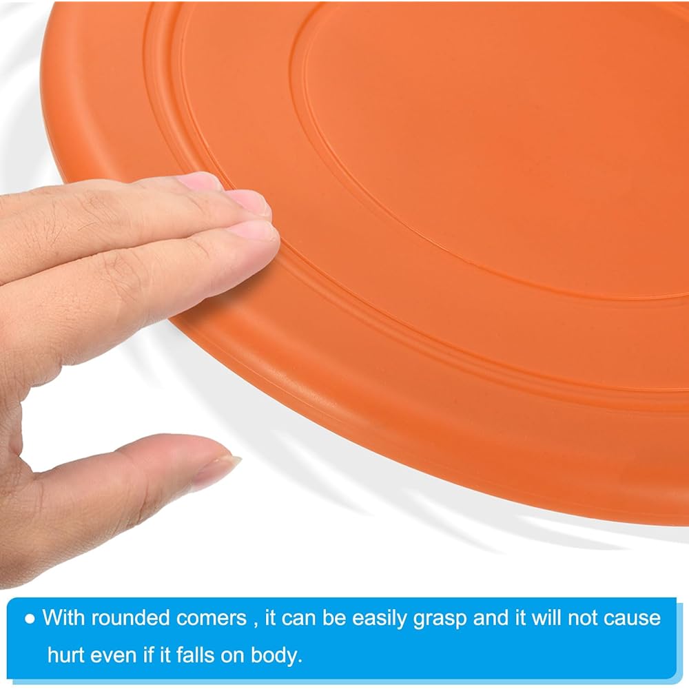 PATIKIL 7" Flying Disc Set of 6 TPR Material Soft and Waterproof Perfect for Adults and Dogs Outdoor Play and Sports Games Orange Color