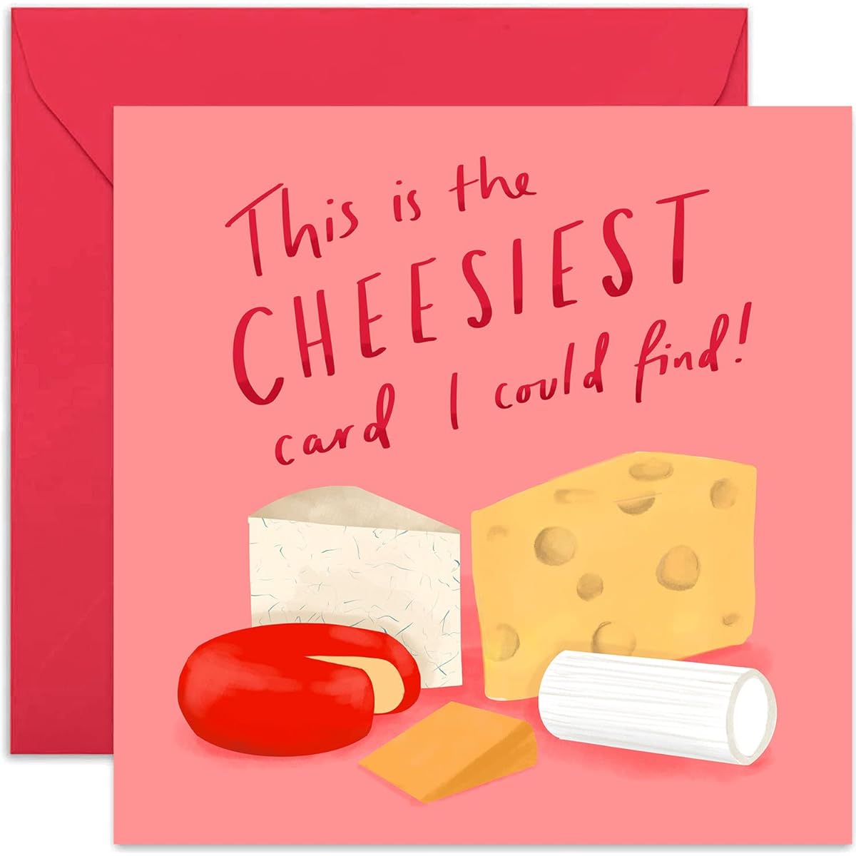 Old English Co. Cheesiest Card - Funny Cheese Pun Anniversary Card for Wife Husband Girlfriend Boyfriend Partner | Cheesy Card for Men and Women | Blank Inside & Envelope Included