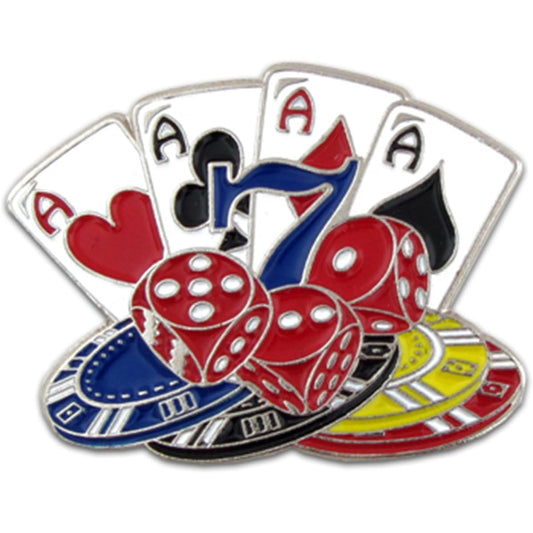 PinMart Playing Cards Dice Poker Chip Lapel Pin 1"