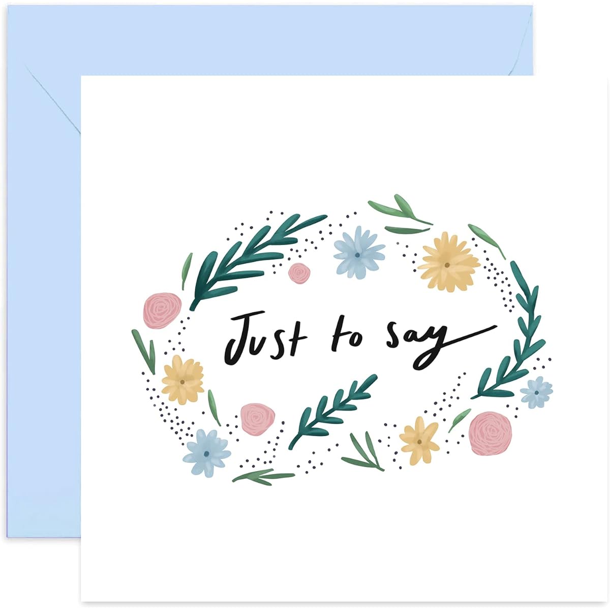 Old English Co. Just To Say Friendship Floral Cards - Pastel Floral Berry Greeting Cards for Him, Her, Them | Thank You, Get Well, Thinking of You, Sympathy | Blank Inside & Envelope Included