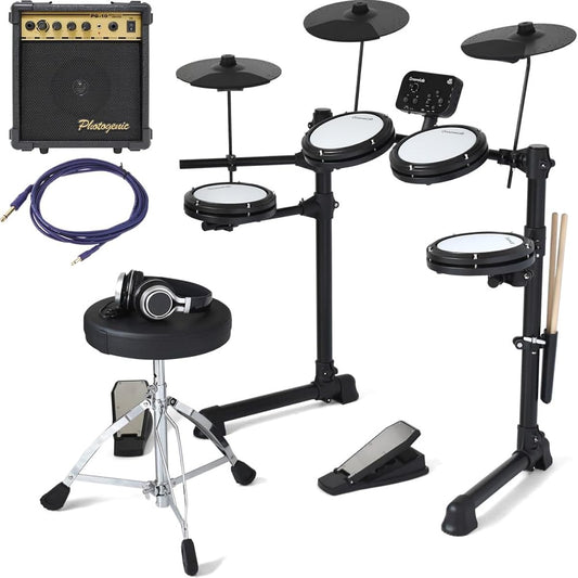 GrooveLab GrooveLab Electronic Drum Mesh Pad Specification HitSync GLHS-01/WH White [Amplifier, cable, drum chair, headphones, sticks (2 sets), stick holder, drum key included]