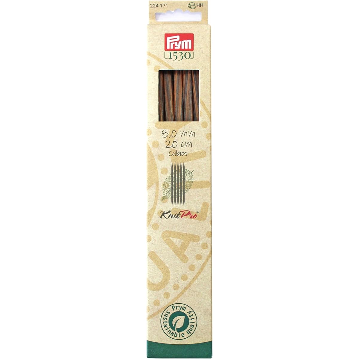 Prym Knitting Needles 224151/2 x 1 x 20 cm Brown Wood Cube