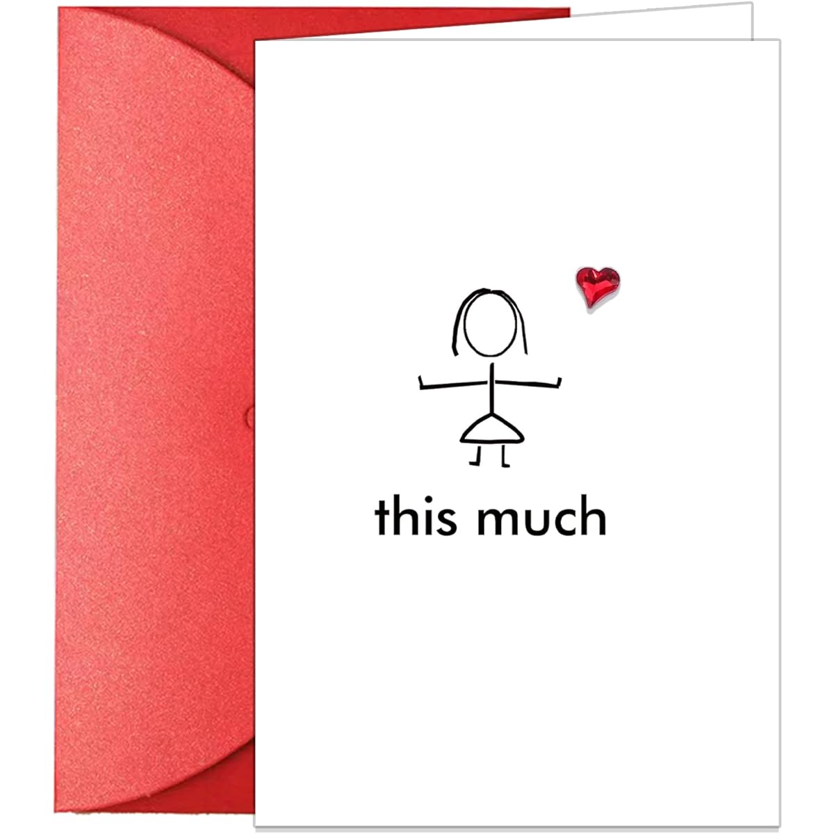 Special Love You Card for Him, Love You This Much Card for Husband Boyfriend, Happy Valentine's Day Anniversary Birthday Card with Envelope