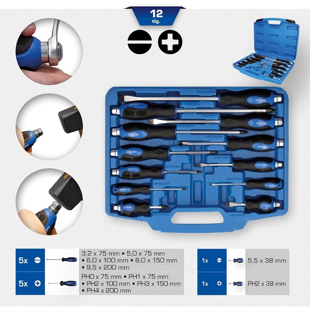 KS Tools Hammer Cap Screwdriver Set 12 Slots PH Plus BT034012