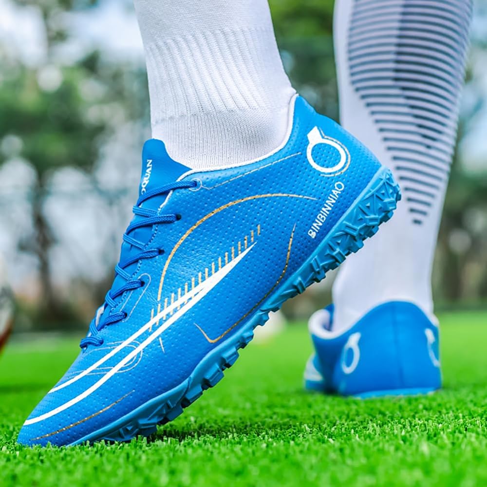 [KEMTAT] Soccer Shoes, Soccer Spikes, Junior Futsal Shoes, Artificial Grass, Children's Soccer Training Shoes, Futsal Shoes, Lightweight, Anti-Slip, Unisex