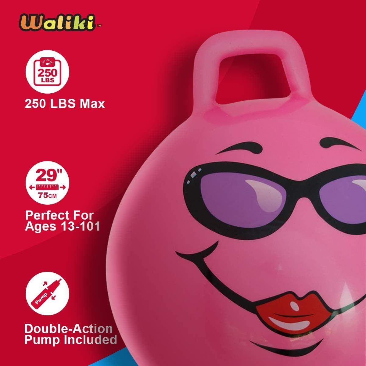 Walkie Toys Adult Hopper Ball (Hip Hop Ball, Hopping Ball, Hoppity Hop Ball, Bouncy Ball with Handle and Pink Ballpoint Pen)