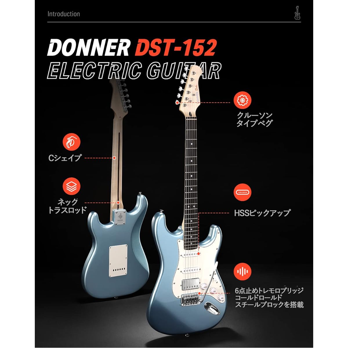 Donner Electric Guitar Beginner Set ST Type Coil Tap 6-Point Tremolo with Mini Amp Case, Strap, and Shield Included Mint Green