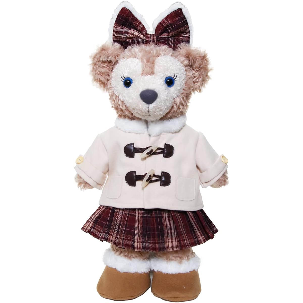 [gaia80] ShellieMay short coat with boa, costume, clothes, single item, plush toy sold separately [original, handmade], clothes, coat, check, winter, original design, Duffy goods, for S-size plush toys