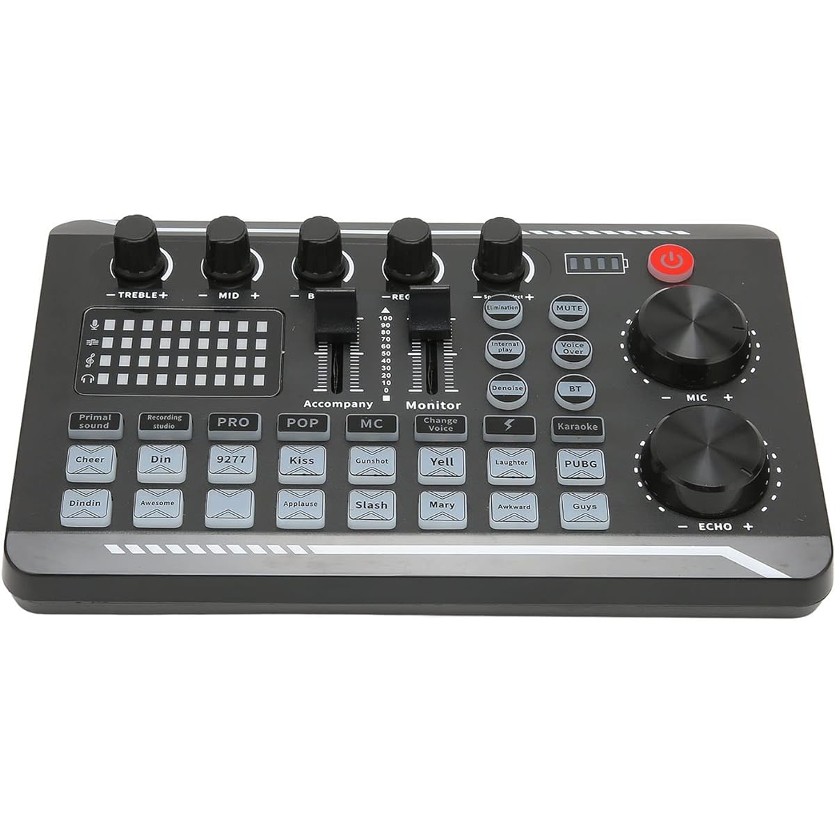 Sound Mixer Board Voice Changer Sound Card with Multiple Sound Effects Live Sound Card for Live Streaming Audio Mixer for Music Recording/Karaoke/Singing/Broadcasting