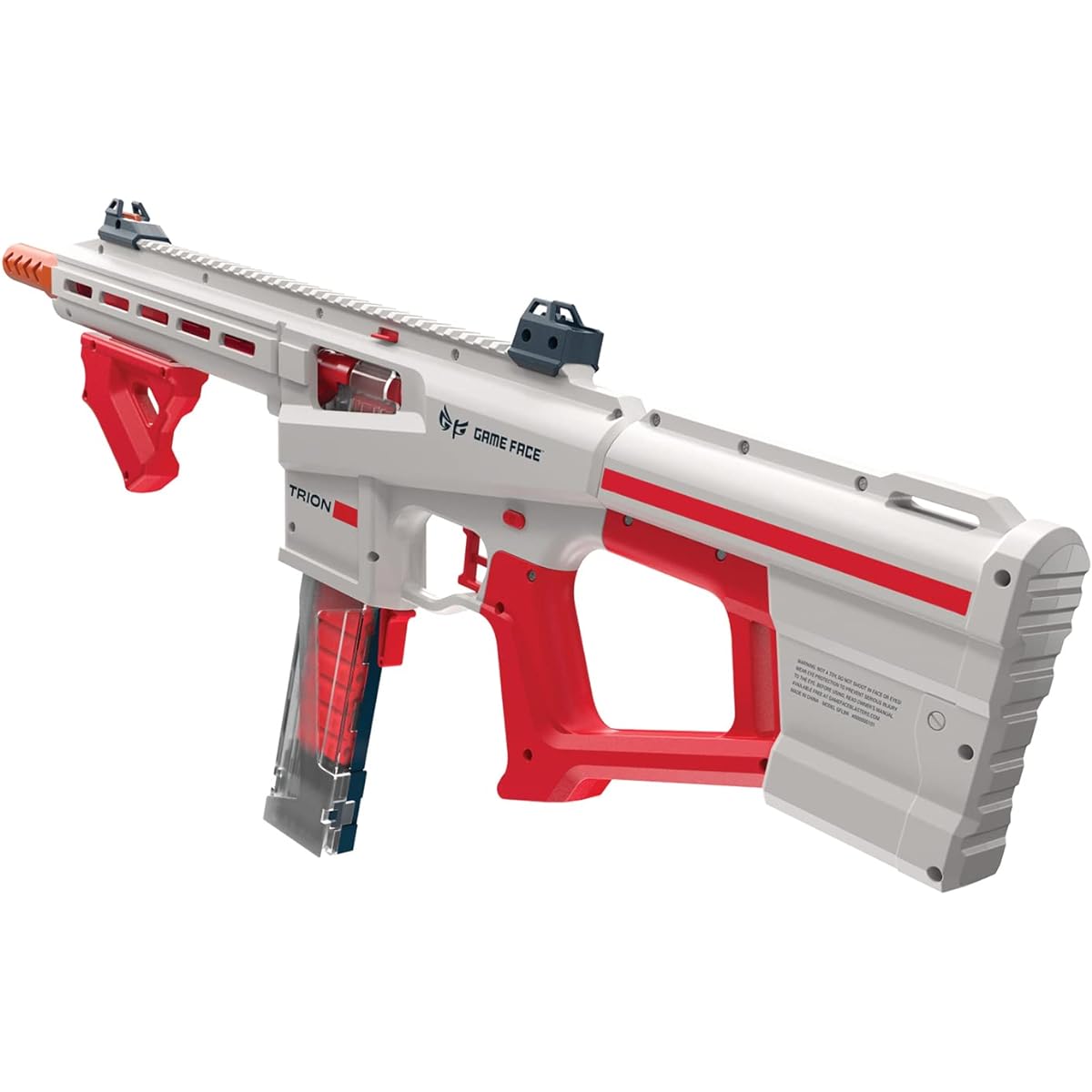 Game Face GFTBR Trion Competition Level Spring-Loaded Foam Dart Blaster, Red