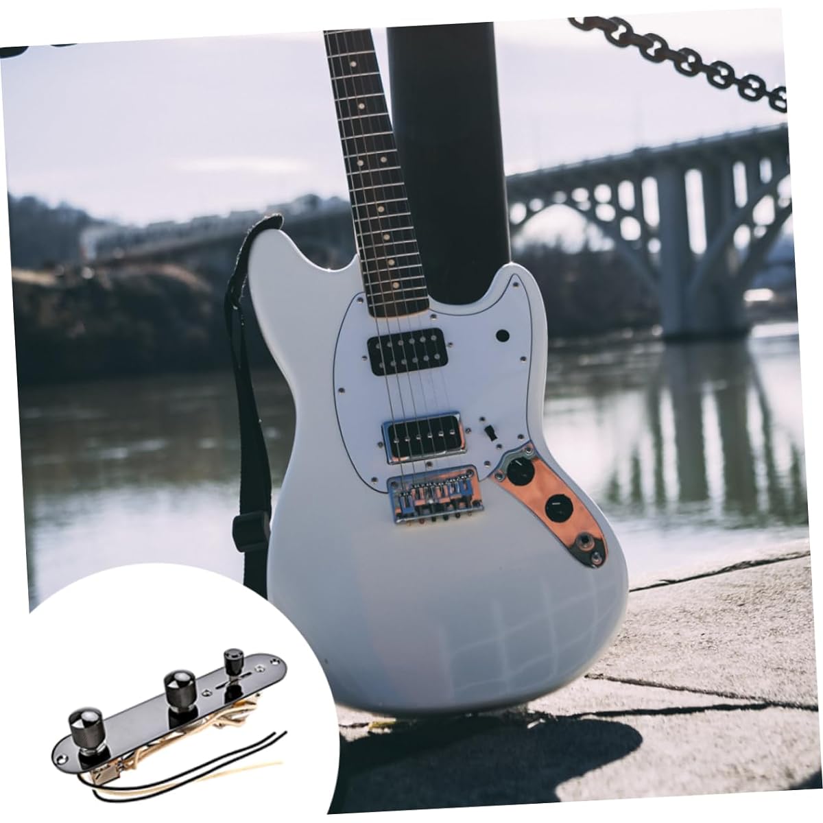 Vaguelly 3 Sets Guitar Line Electric Guitar Control Compartment Metal Guitar 3 Way Guitar Control Plate Guitar Bass Control Knobs Saddle Plate Guitar Accessories