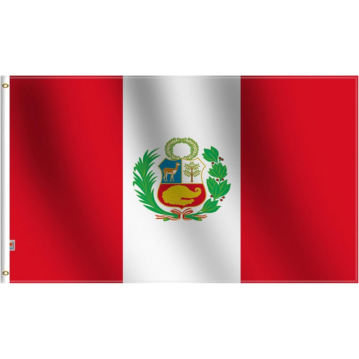 Peru Flag 3x5ft Large Double Sided 100D Polyester for Medium Outdoor and Indoor Use Canvas Header Brass Grommets for Easy Display 3ft x 5ft Peru Flag