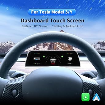 Digital Dashboard Head Up For Tesla Model 3 Model Y Display Car Head Up Display 9.66 Inch IPS Screen Auto HUD Power Speed Multi-Function Digital Meter [Parallel Import]