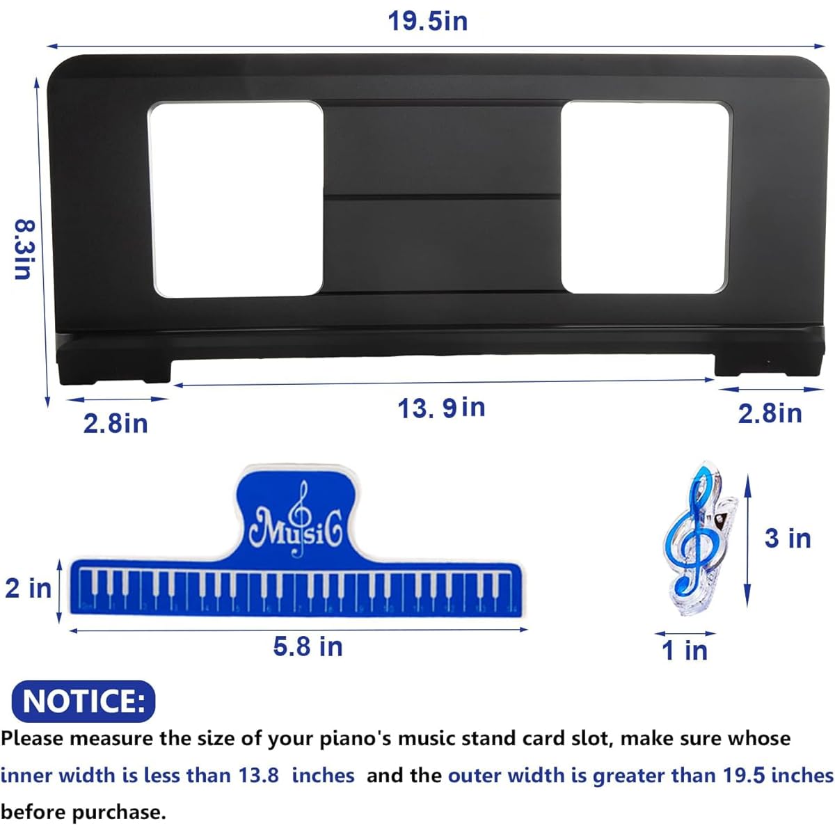 Gorbado Music Stand for Sheet Music, Yamaha Music Stand, Compatible with Multiple Devices, Stable and Durable, Keyboard Music Stand, Includes 3 Sheet Music Clips
