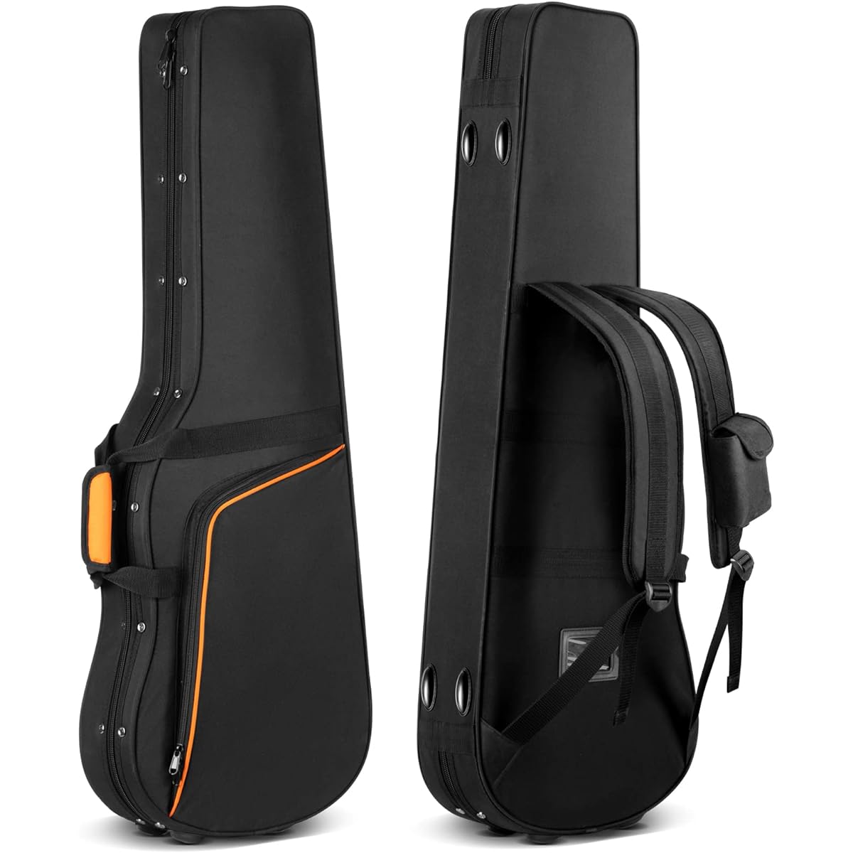 Guitar Hard Case, 25mm Cushion Guitar Case, Electric, Easy to Clean, Includes Internal Neck Pillow, Large Capacity Pocket on the Front, Business Card Holder on the Back, Comes with 4 Anti-Slip Shockproof Pads on the Side and 4 on the Bottom, Black CY0300