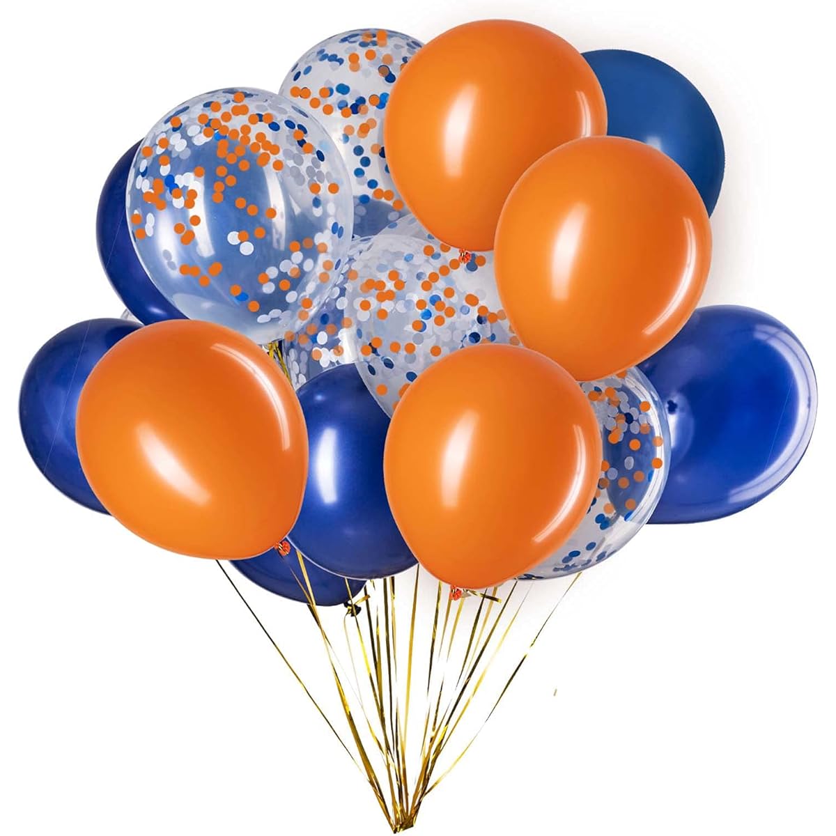 Blue Confetti Orange Balloons - Pack of 50 for Wedding Birthday Bridal Shower Decorations Graduation Party Decorations Supplies, 3 Styles, 12 Inch