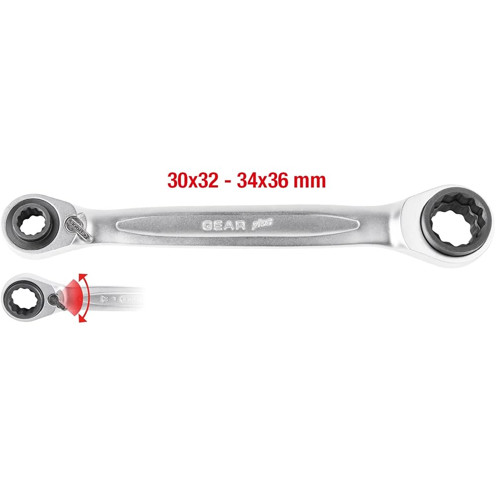 KS TOOLS Double Ratchet Ring Spanner 30x32x34x36mm Reversing 1 GEARplus 4 4 in 1 GEARplus reversing double ratchet ring spanner 30x32x34x36mm 503.4554