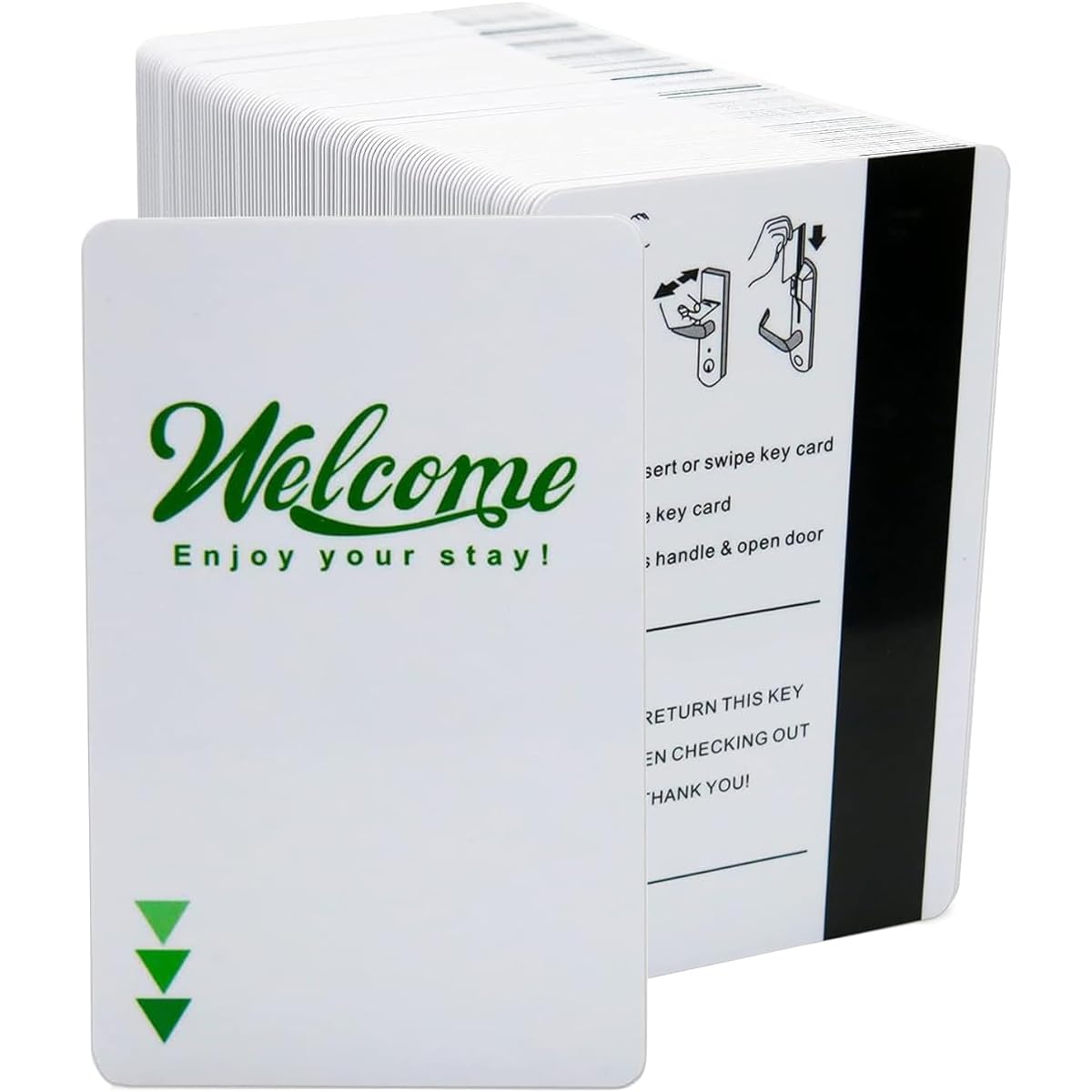 Gialer 250 Pack Hotel & Motel Key Card Welcome Enjoy Your Stay Card Magnetic Strip Door Card (Green)