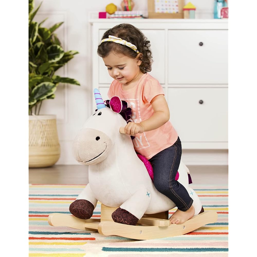 B. toys Rocking Unicorn Unicorn Riding Toy Stuffed Rocking Horse Ages 1 and a Half and Up Genuine Product