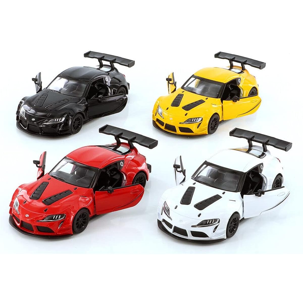 KiNSMART Toyota GR Supra Concept Racing Edition 5" 1:36 Scale Die-Cast Metal Model Toy Car (SetOf4) with Pull Back Action