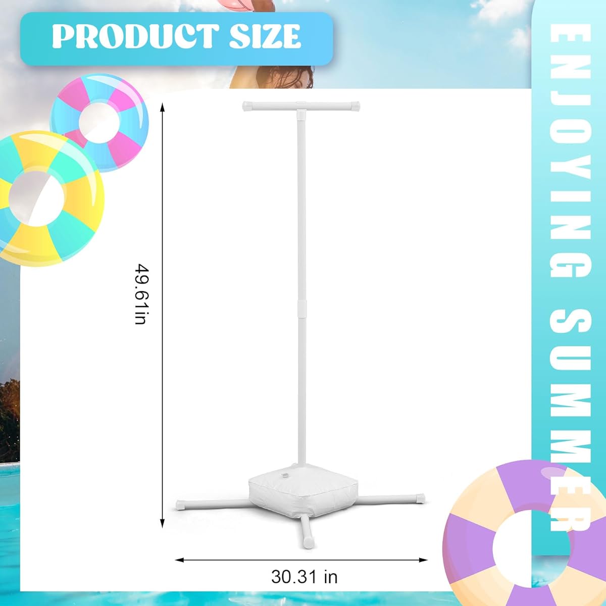 2 Pcs Line Shading Pool Float Rings Portable Outdoor Rack PVC Storage Poolside Organizer Pool Float Holder Summer Organization for Swim Tubes Towels Goggles Outdoor White