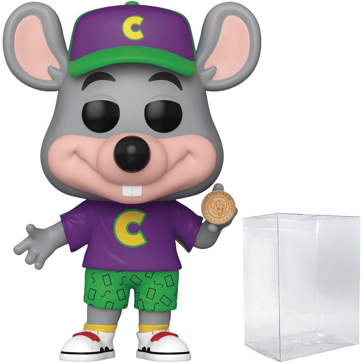 POP Ad Icons: Chuck E. Cheese's - Retro Chuck E. Cheese Funko Vinyl Figure (with Compatible Box Protector Case), Multicolor, 3.75"