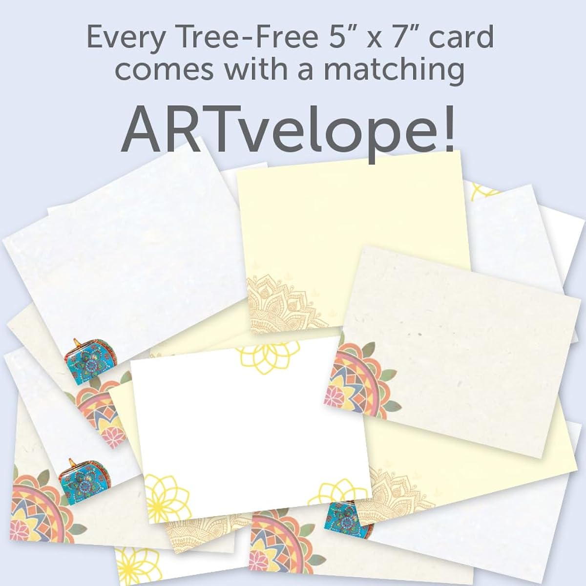 Tree-Free Greetings Diwali Cards Assortment Pack of 16 Eco Friendly Made in the USA 100% Recycled Paper 5"x7" Diwali Lights GP61494