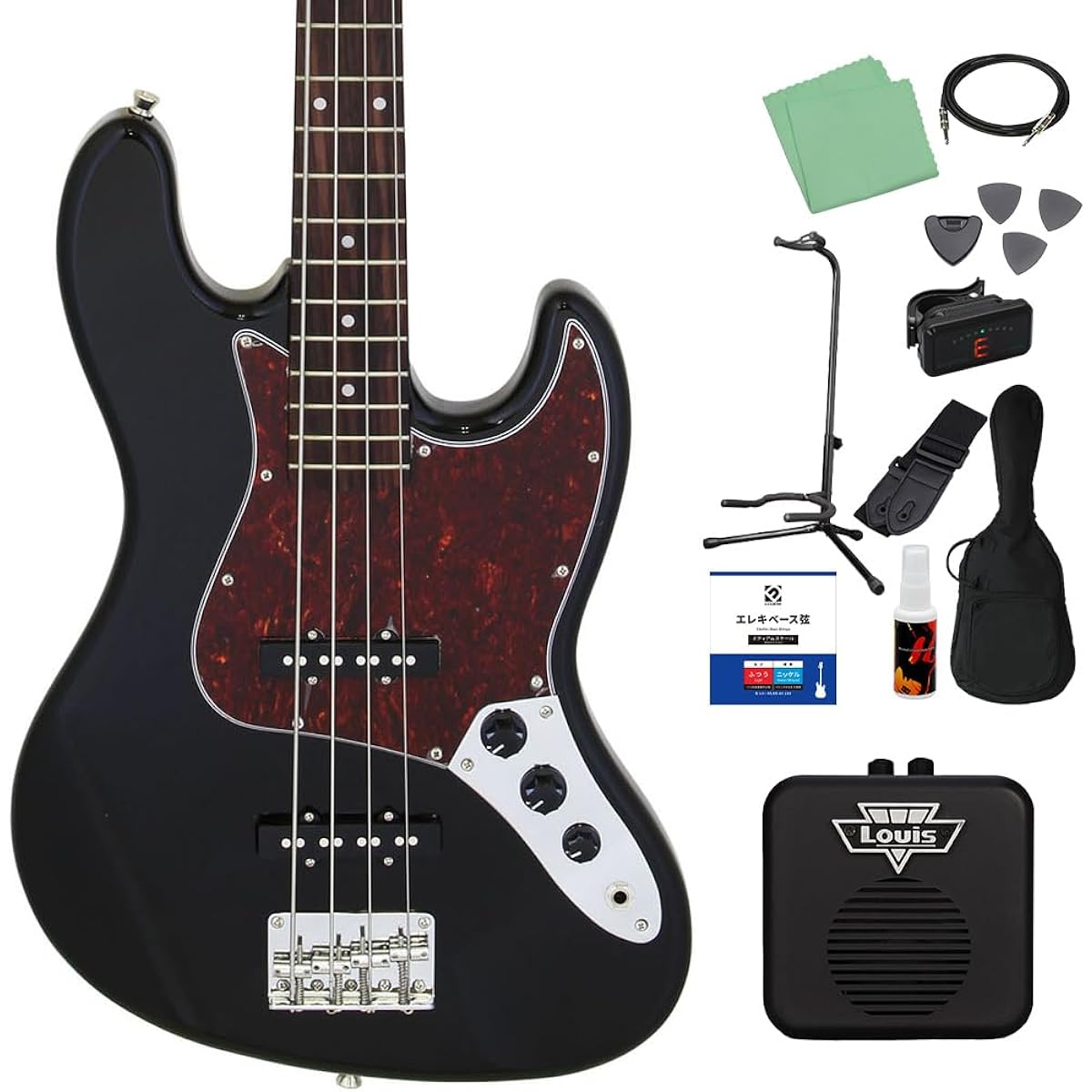LEGEND LJB-Z TT Black Bass Beginner 12-piece Set [With Mini Amplifier] Jazz Bass Type Legend