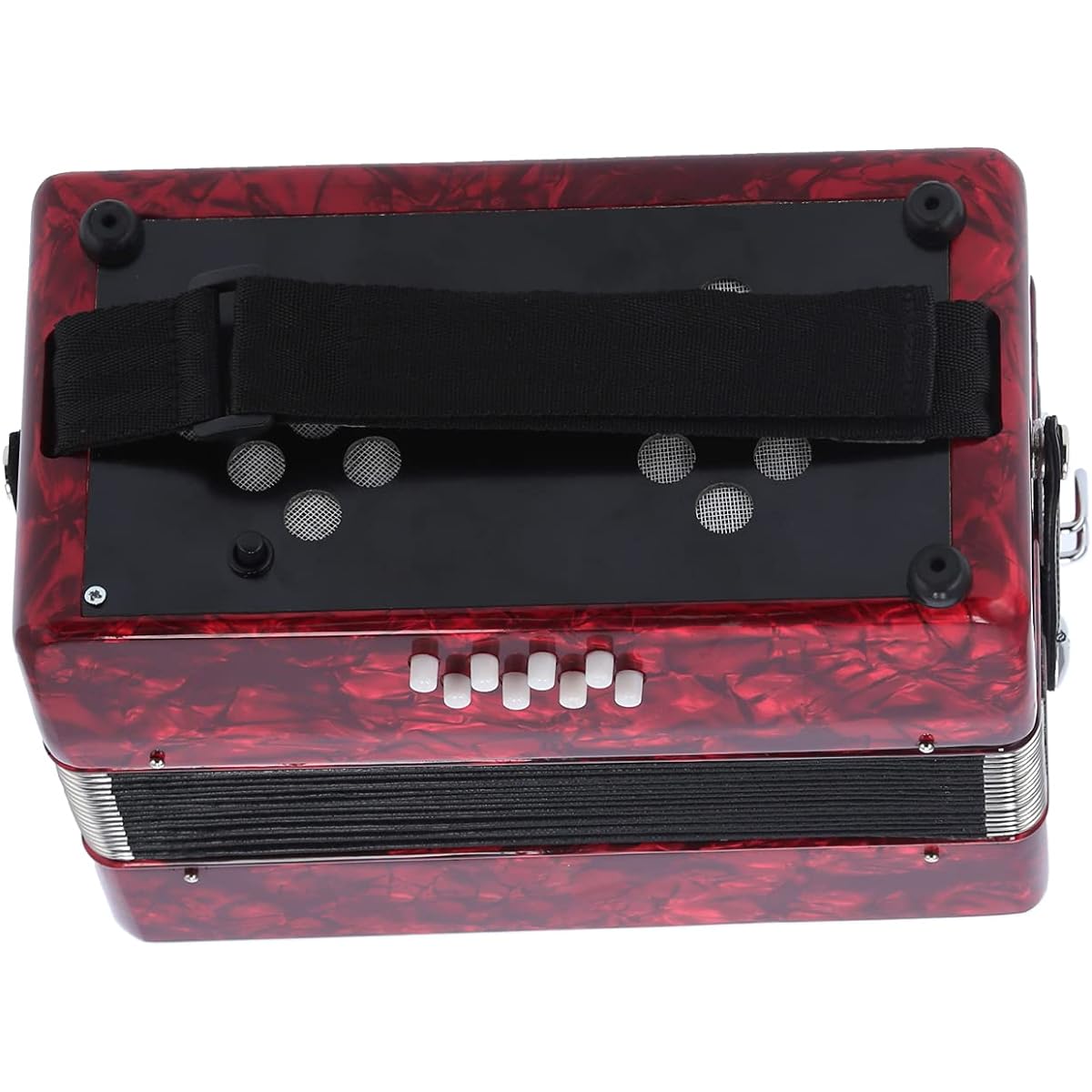 Accordion, Hand Polished 22 Keys 8 Bass Accordion Engineering ABS Button Accordion Accordion Reed Musical Instrument for Beginners Professionals (Red)