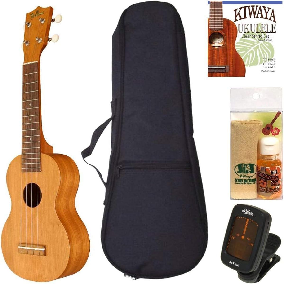 [Standard 5-piece set] Famous FS-11G American Cherry Body Soprano Ukulele