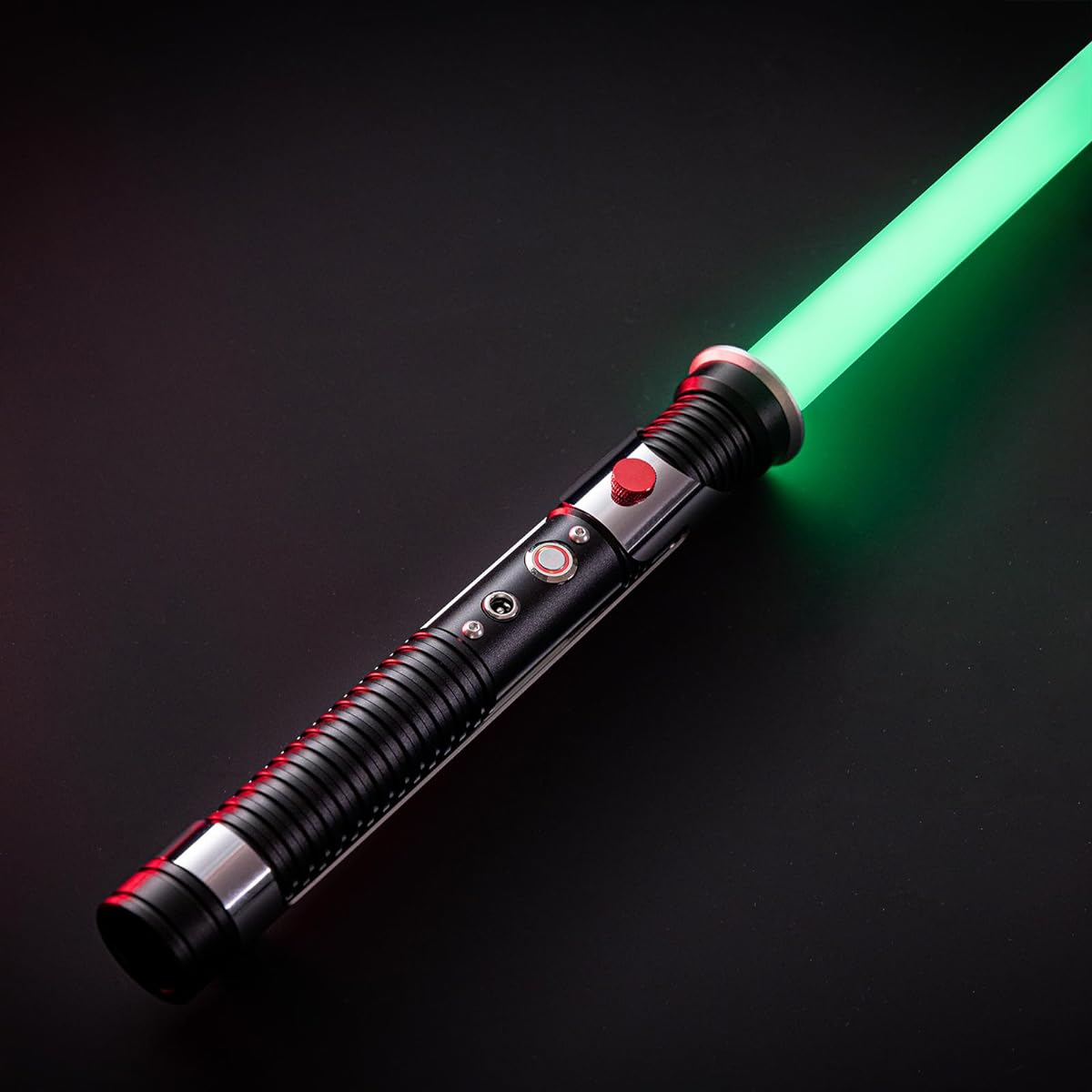 AEDDY Smooth Swing Duel Lightsaber, Metal Lightsaber with RGB 16 Colors FX Sound Adjustable Rechargeable Sword Suitable for Adults Kids Birthday Halloween Role Play (Black)
