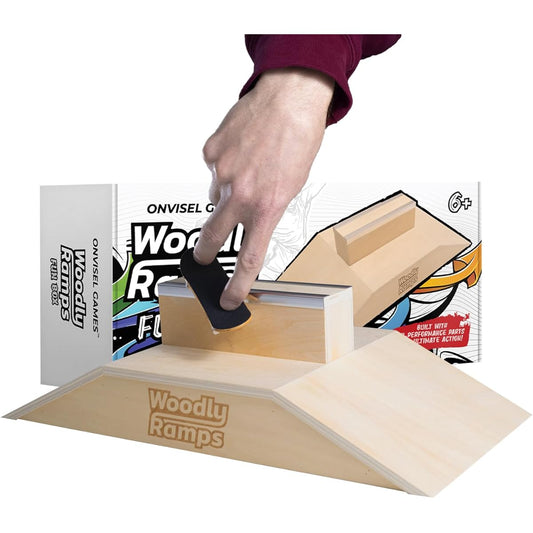 Woodly Ramps - Fun Box - Fingerboard Skatepark Ramp Game for Fingerboard Bike Scooter - Fingerboard Obstacles, Finger Skateboard