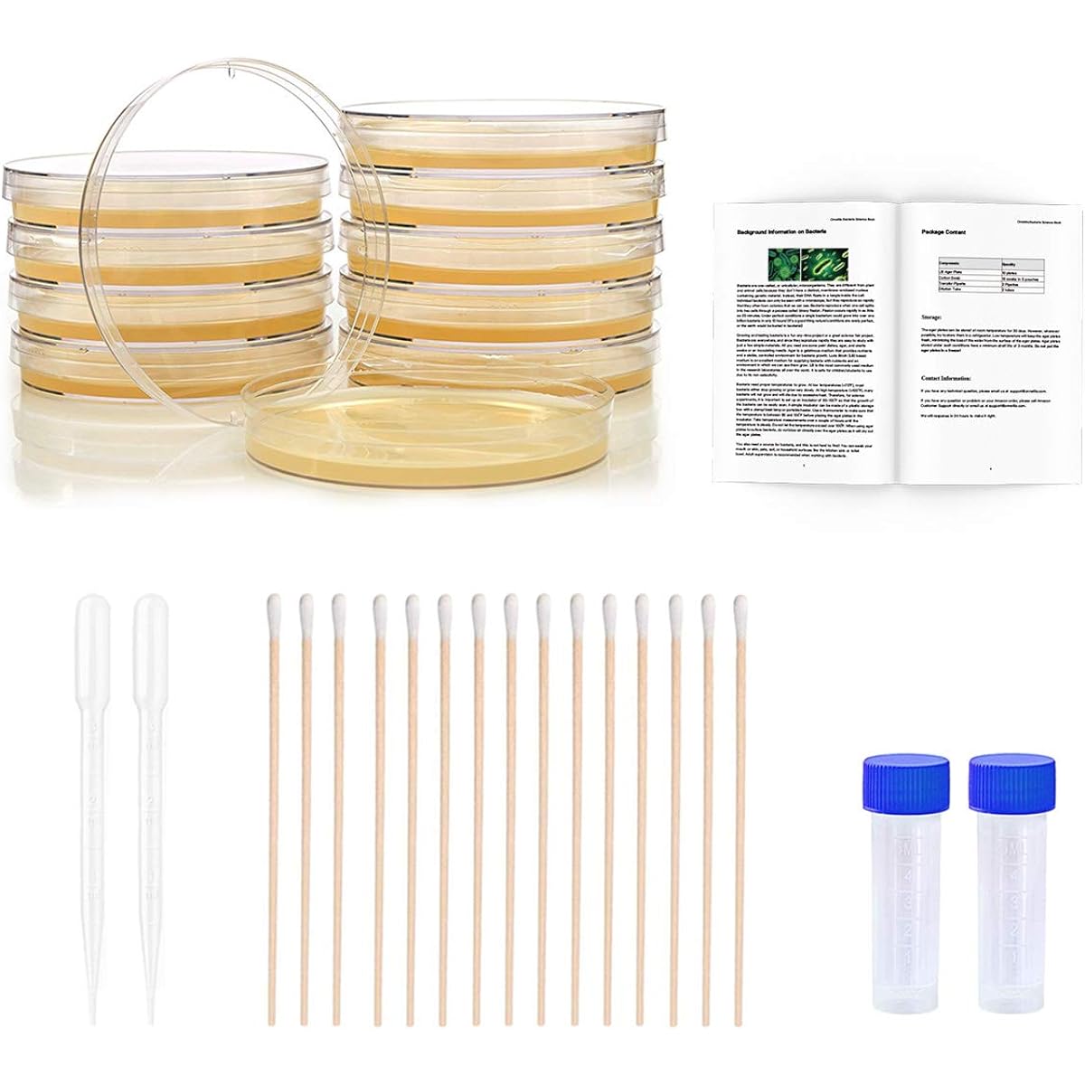 DalosDream Bacteria Science Kit - Top Science Fair Project Kit - Prepared LB-Agar Plates and Swabs Exclusive Free Science Fair Project Prize Winning Experiment
