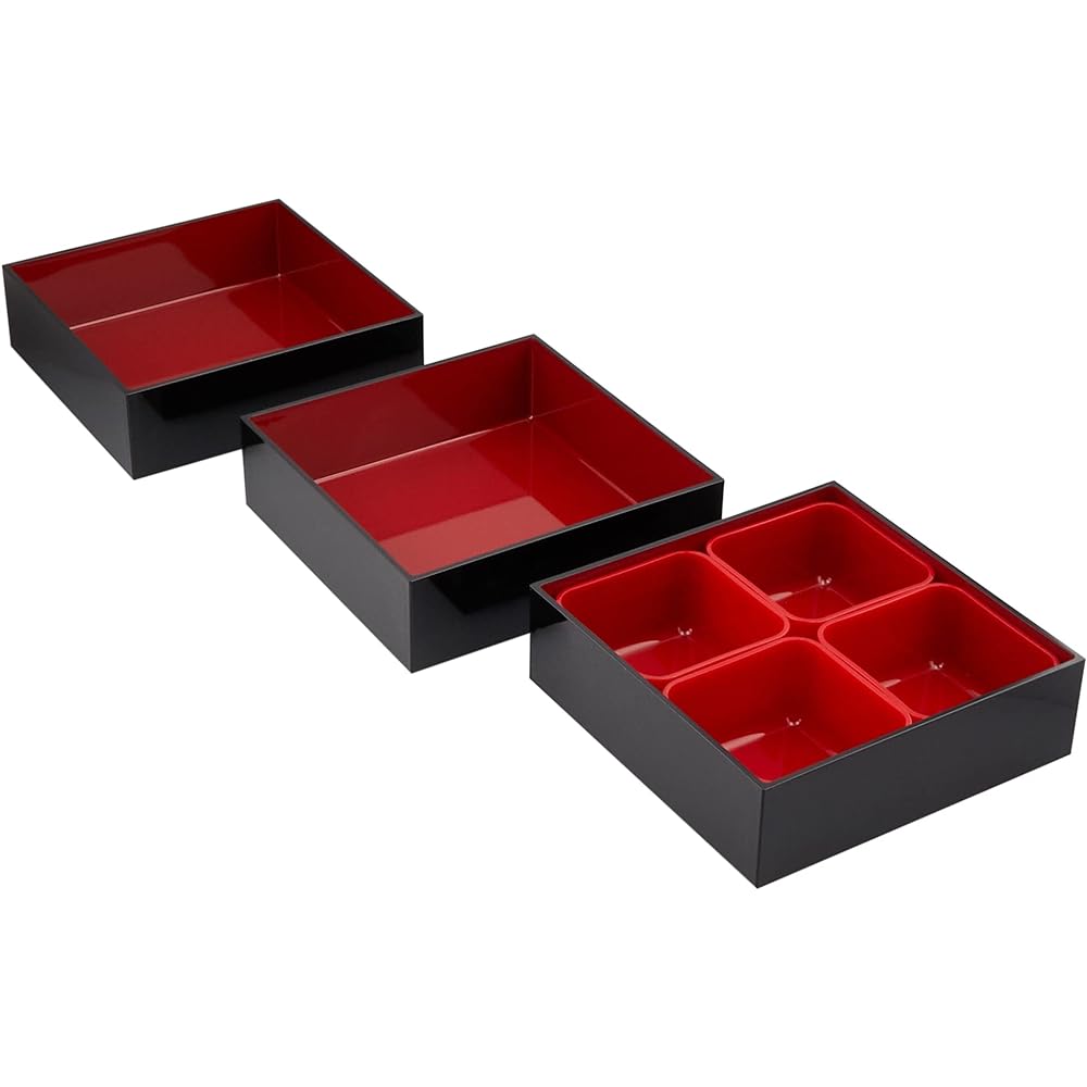 Tatsumiya 3-tier heavy Kurouchi vermilion Kurouchi vermilion 18.0 square 54909