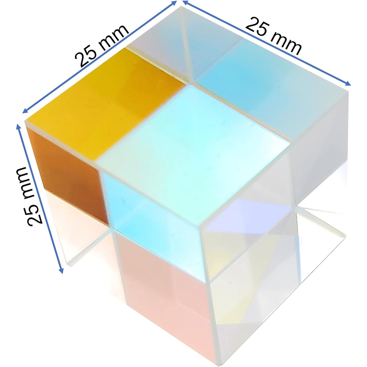 Labnique 25mm Glass Cube Prism RGB Dispersion Prism X Cube Dichroic Cube Hinged Gift Box Optical Teaching Photo Effect Decoration