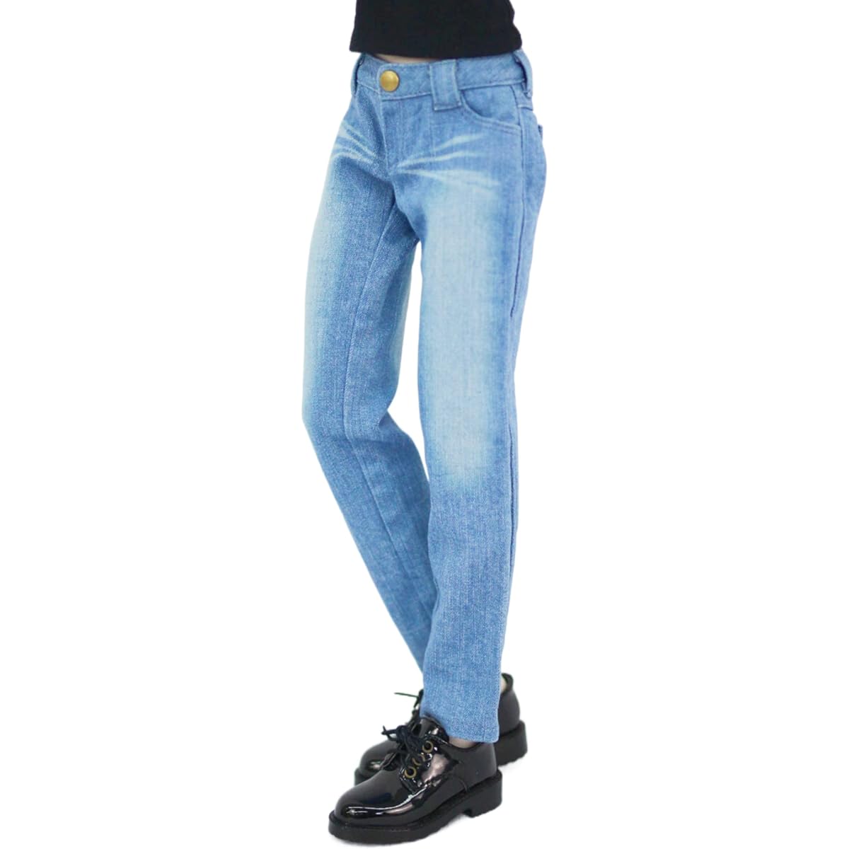 [Petite Marie] 1/3 MDD compatible Okayama processing boyfriend jeans light blue KOJIMA processing jeans processing low rise roll-up stretch denim vintage processing 40cm doll BJD doll clothes [Petite Marie] [No. 0131]
