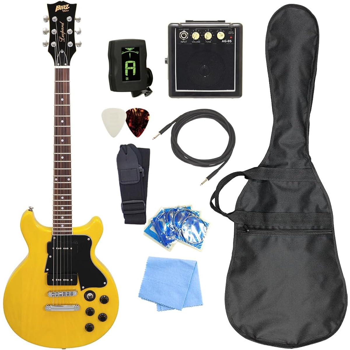 Electric guitar beginner set Les Paul Special type with mini amp 9-piece set Blitz BLP-SPL DC YL [98765]