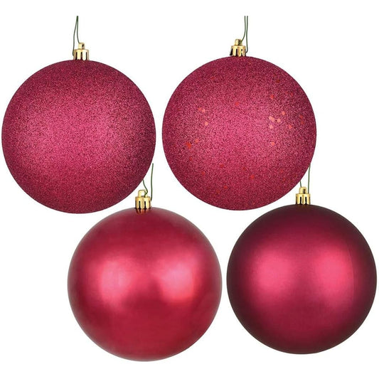 Vickerman 6" Berry Red 4 Finish Ball Ornament Set - 4 ornaments per box.