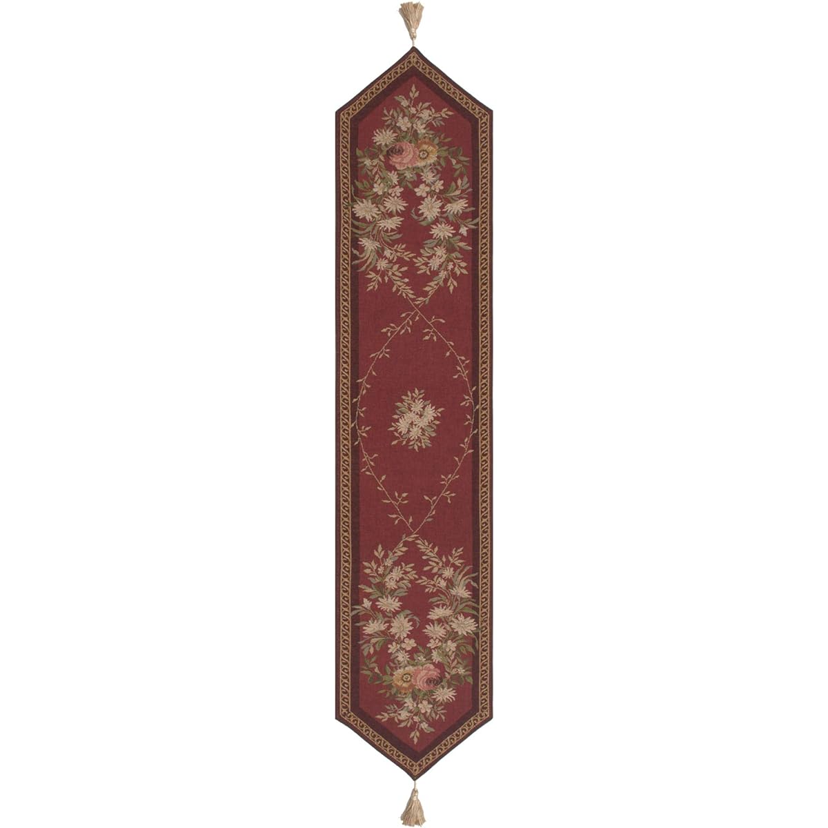 Aubusson Table Runner Red French Tapestry Table Runner