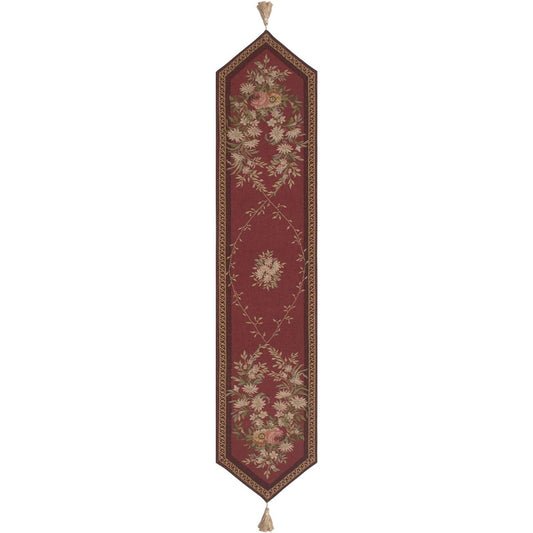 Aubusson Table Runner Red French Tapestry Table Runner