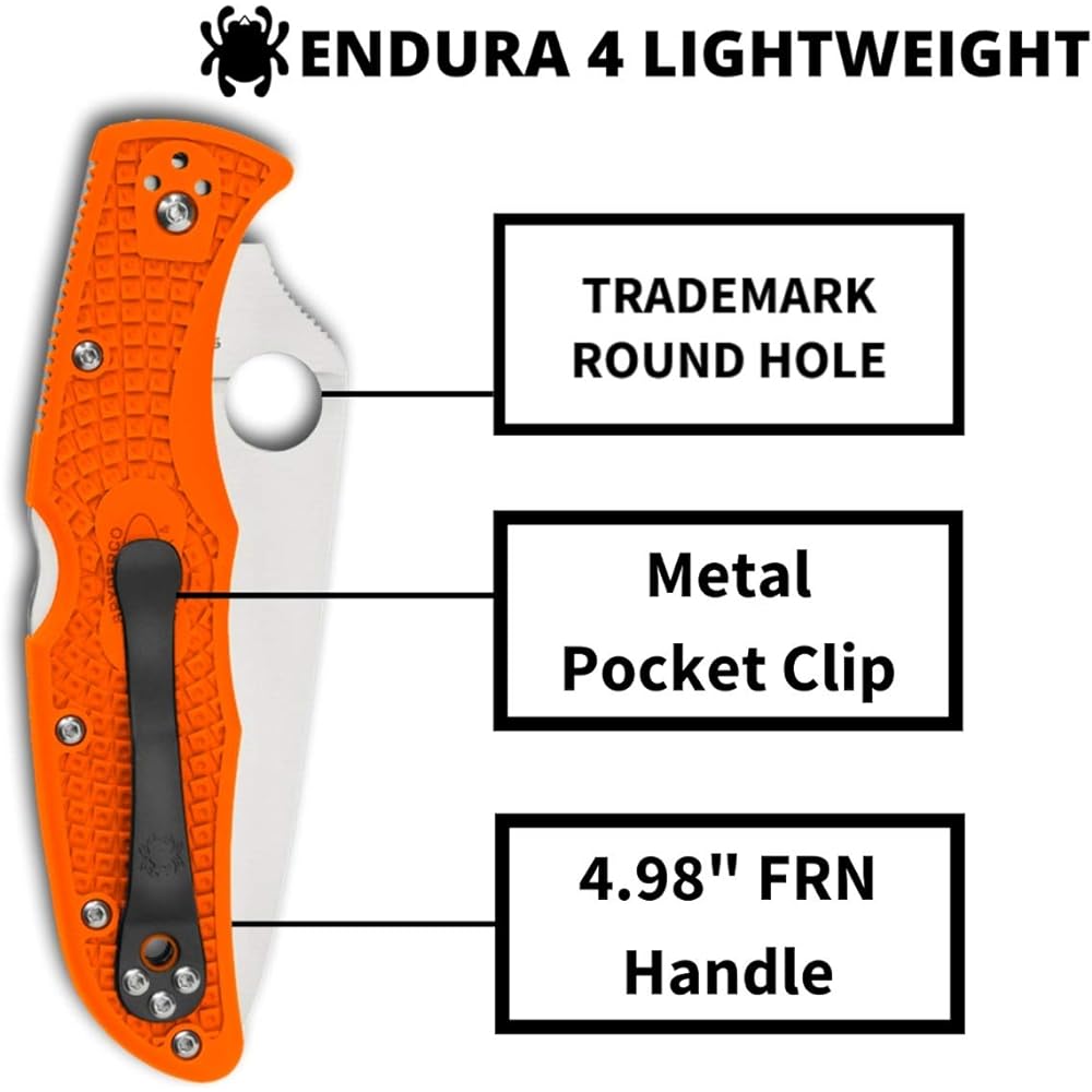 Spyderco Endura 4 Full Flat Blade Orange Straight Blade C10FPOR