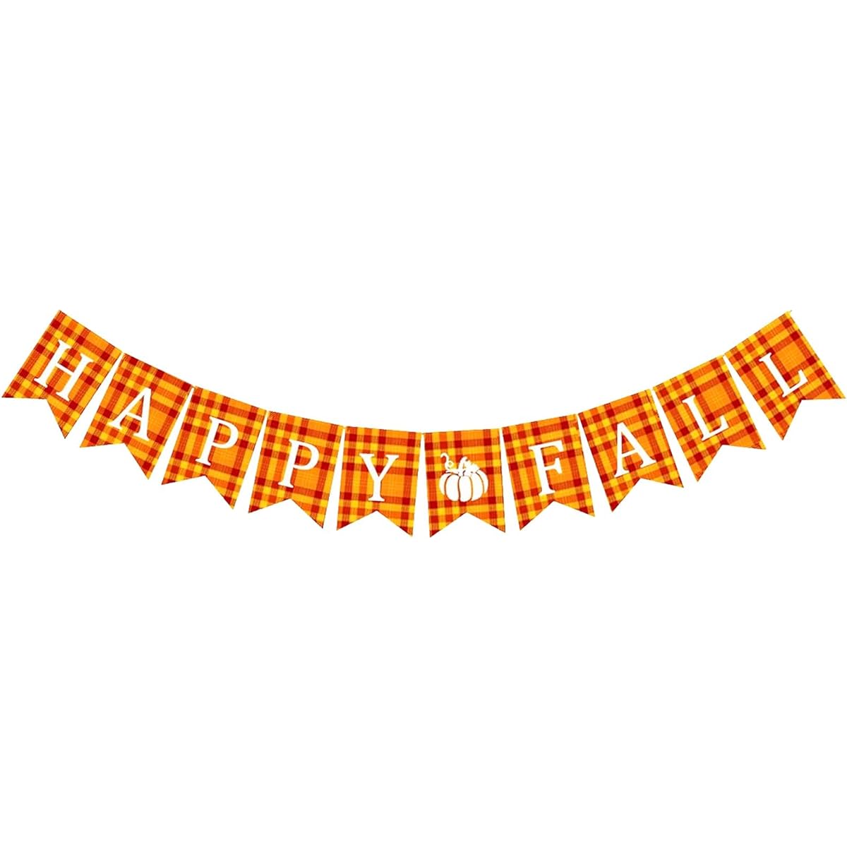 Cmaone Happy Fall Pumpkin Banner Autumn Burlap Banner Buffalo Check Pumpkin Garland Harvest Home Decor Bunting Flag Mantel Fireplace Thanksgiving Decor