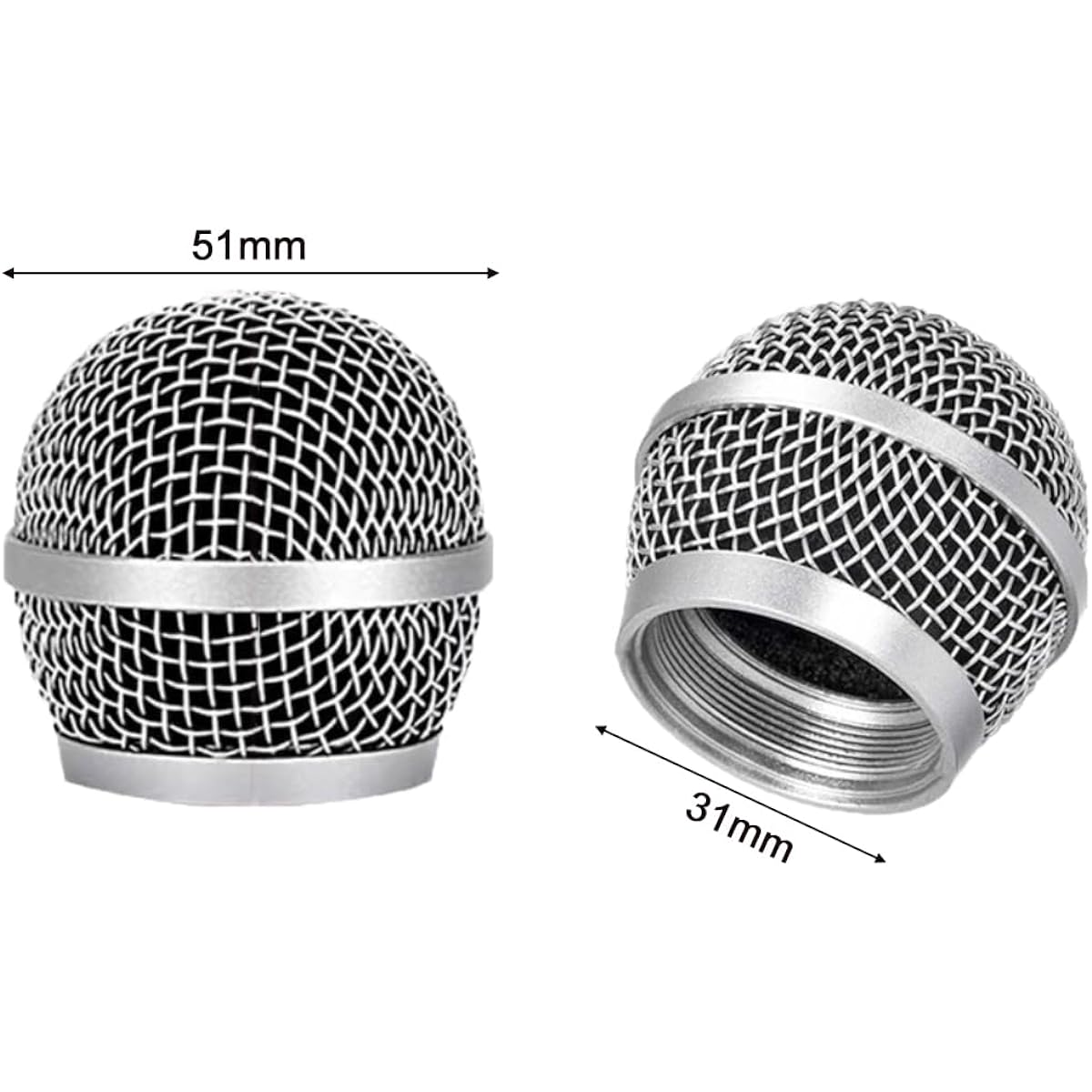 Shure PG58 Head Replacement Steel Mesh Microphone Grill Head Grill Mic Ball Replacement with Inner Foam for PG58 Shure Grill
