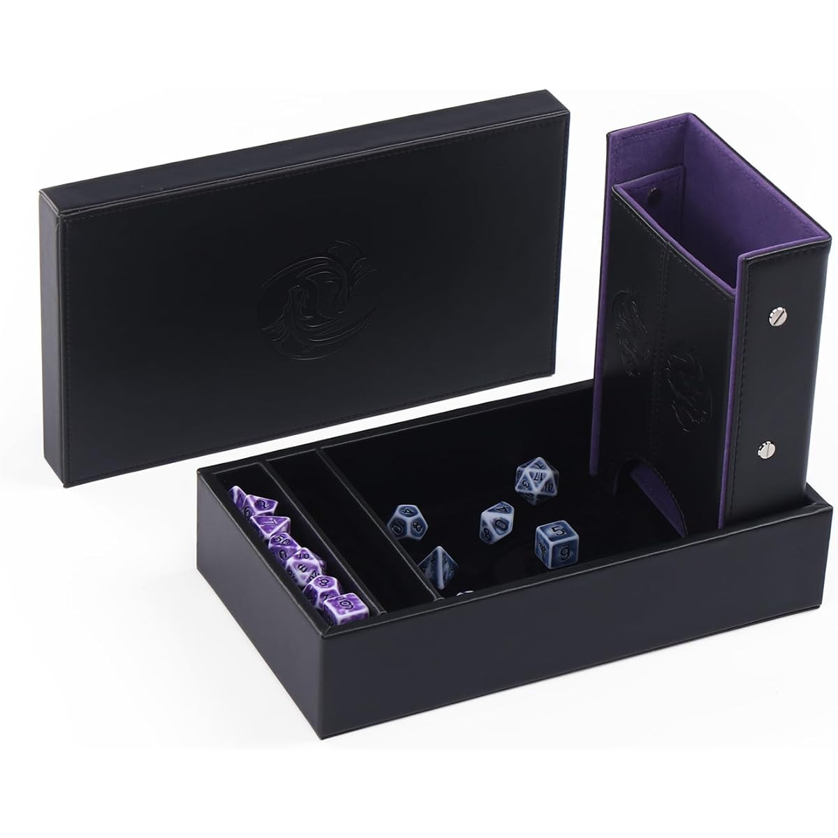 Magic Vosom DND Dice Tray Dice Tower with Storage 3-in-1 Dice Rolling Tray with Lid Portable Dice Box Storage DND Dice Holder