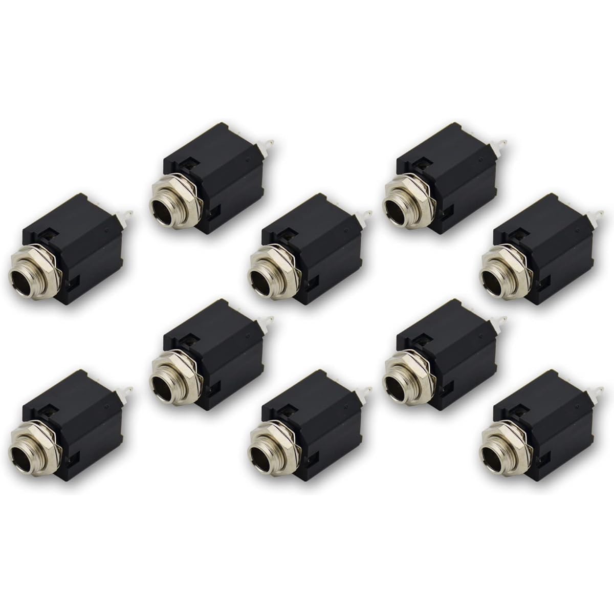 Czyuntuo Audio 1/4" Jack Female 6.35mm TRS Stereo Panel Mount Socket Guitar Input Jack Patch Cable Microphone Connector Adapter No On/Off Type 10 Pack