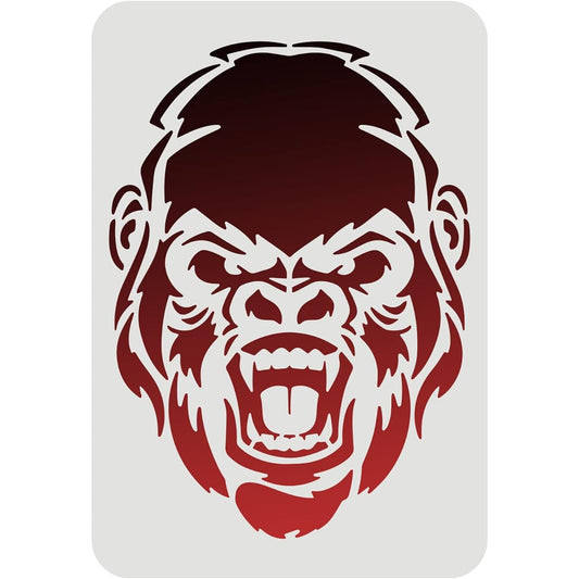 FINGERINSPIRE Gorilla Stencil, 11.7x8.3inch Plastic Gorilla Head Painting Stencil, Animal Head Pattern Stencil, Reusable Pet Friend Stencil for Painting Wood/Floor/Wall/Tile